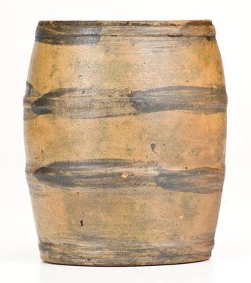Very Rare and Important Small-Sized Stoneware Keg w/ Incised Owl and Fish Decoration, Albany, NY, c1810-15