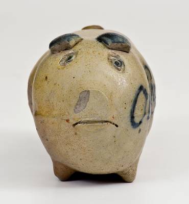 Extremely Rare and Important Stoneware Pig Flask attrib. Macquoid Pottery, Manhattan