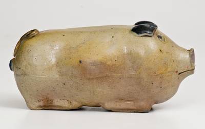 Extremely Rare and Important Stoneware Pig Flask attrib. Macquoid Pottery, Manhattan