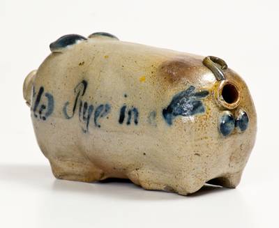 Extremely Rare and Important Stoneware Pig Flask attrib. Macquoid Pottery, Manhattan