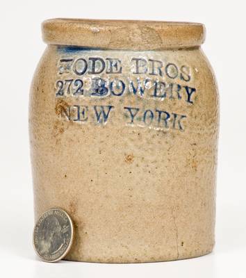 TODE BROS / 272 BOWERY / NEW YORK Small Salt-Glazed Stoneware Jar