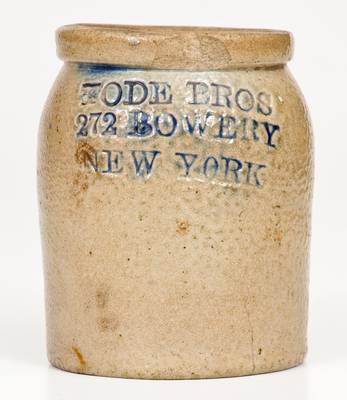 TODE BROS / 272 BOWERY / NEW YORK Small Salt-Glazed Stoneware Jar