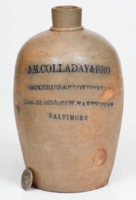 J. M. COLLADAY & BRO. / BALTIMORE Stoneware Small-Sized Advertising Jug