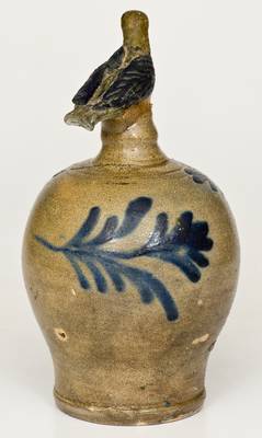 Rare attrib. Richard Remmey, Philadelphia, PA Stoneware Bank with Bird Finial