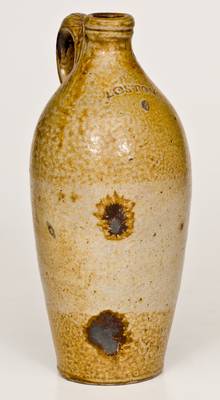 Scarce 1/4 Gal. BOSTON Stoneware Jug with Double Iron-Oxide Dip, Frederick Carpenter, early 19th century