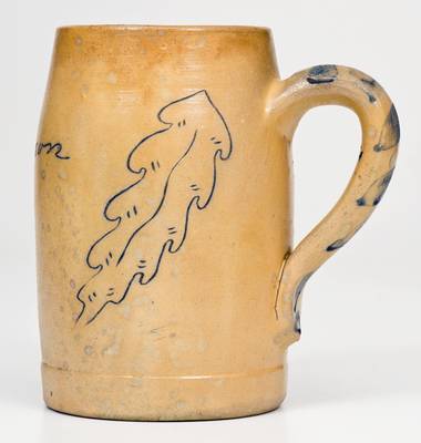 Rare New Ulm, MN Stoneware Presentation Mug with Incised Decoration