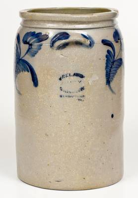 Rare IRELAND, DUEY & SHINNICK / MT. CRAWFORD, VA Stoneware Jar w/ Bold Floral Decoration
