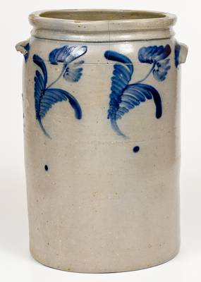 Rare IRELAND, DUEY & SHINNICK / MT. CRAWFORD, VA Stoneware Jar w/ Bold Floral Decoration