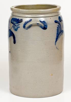 Rare IRELAND, DUEY & SHINNICK / MT. CRAWFORD, VA Stoneware Jar w/ Bold Floral Decoration