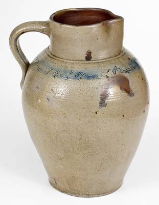 Rare att. Branch Green, Philadelphia, PA Stoneware Pitcher with Coggled Bird Decoration