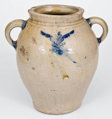 Very Fine Vertical-Handled Stoneware Jar with Incised Decoration, Manhattan, circa 1790