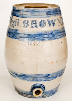 Monumental Stoneware Water Cooler w/ Incised Decoration Inscribed