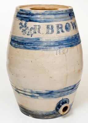 Monumental Stoneware Water Cooler w/ Incised Decoration Inscribed