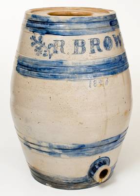 Monumental Stoneware Water Cooler w/ Incised Decoration Inscribed 