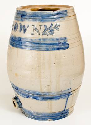 Monumental Stoneware Water Cooler w/ Incised Decoration Inscribed 