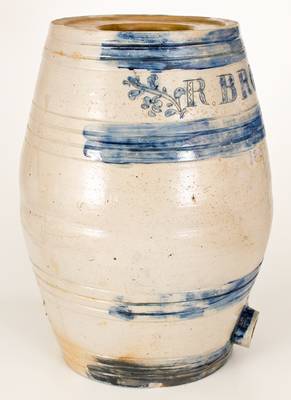 Monumental Stoneware Water Cooler w/ Incised Decoration Inscribed 