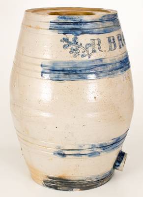 Monumental Stoneware Water Cooler w/ Incised Decoration Inscribed