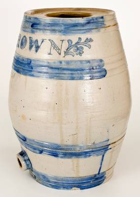 Monumental Stoneware Water Cooler w/ Incised Decoration Inscribed