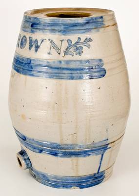 Monumental Stoneware Water Cooler w/ Incised Decoration Inscribed 