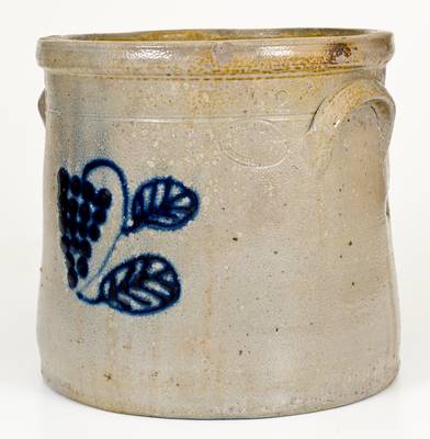 Extremely Rare SAM L. I. IRVINE / NEWVILLE, PA Stoneware Crock w/ Two-Sided Grapes Decoration