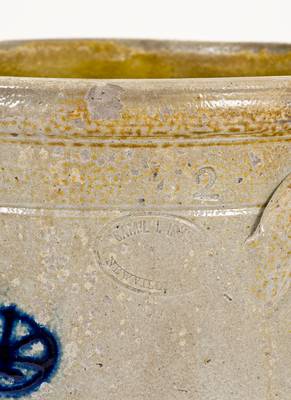 Extremely Rare SAM L. I. IRVINE / NEWVILLE, PA Stoneware Crock w/ Two-Sided Grapes Decoration