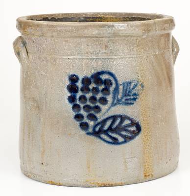 Extremely Rare SAM L. I. IRVINE / NEWVILLE, PA Stoneware Crock w/ Two-Sided Grapes Decoration