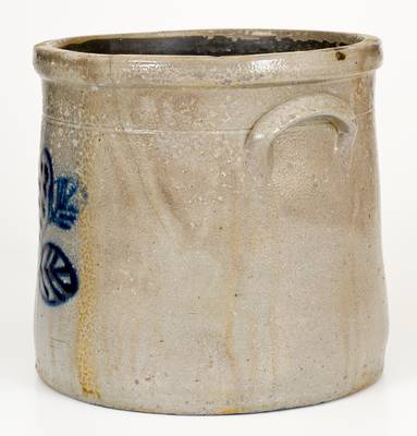 Extremely Rare SAM L. I. IRVINE / NEWVILLE, PA Stoneware Crock w/ Two-Sided Grapes Decoration