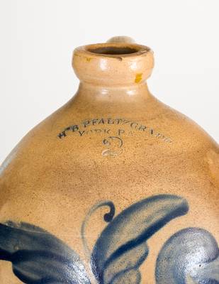 2 Gal. H. B. PFALTZGRAFF / YORK, PA Stoneware Jug with Bold Floral Decoration