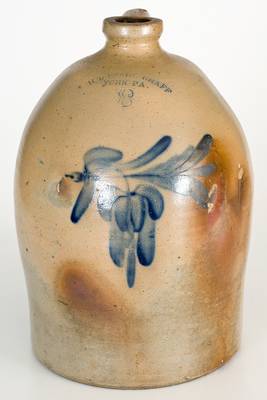 3 Gal. H. B. PFALTZGRAFF / YORK, PA Stoneware Jug with Floral Decoration