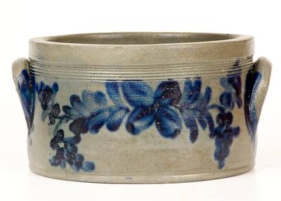 Fine attrib. Henry H. Remmey, Philadelphia Stoneware Cake Crock w/ Elaborate Decoration