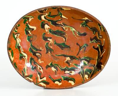 Rare Connecticut Redware Loaf Dish w/ Marbled Glaze