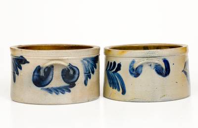 Lot of Two: Attrib. Richard Remmey, Philadelphia, PA Stoneware Butter Crocks