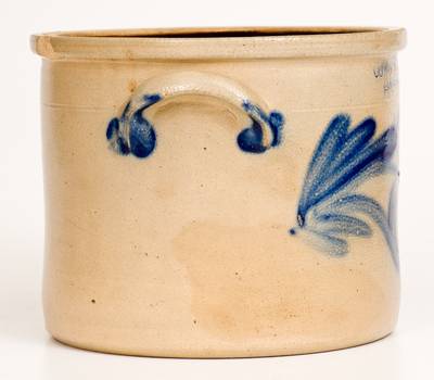 COWDEN & WILCOX / HARRISBURG, PA Stoneware Cake Crock w/ Large Floral Decoration