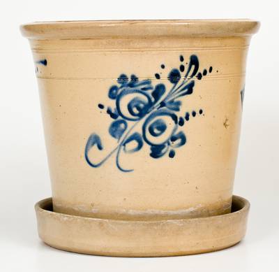 Scarce Large-Sized Stoneware Flowerpot att. Fort Edward, NY