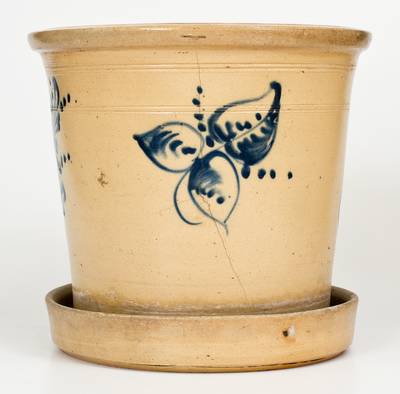 Scarce Large-Sized Stoneware Flowerpot att. Fort Edward, NY