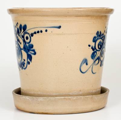 Scarce Large-Sized Stoneware Flowerpot att. Fort Edward, NY