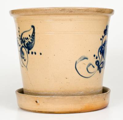 Scarce Large-Sized Stoneware Flowerpot att. Fort Edward, NY