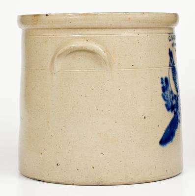 4 Gal. G. S. GUY & CO. / FORT EDWARD, NY Stoneware Crock w/ Double Bird Decoration