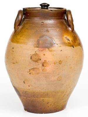 2 Gal. BOSTON Stoneware Lidded Jar att. Frederick Carpenter, early 19th century