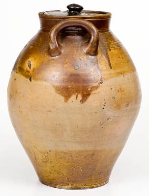 2 Gal. BOSTON Stoneware Lidded Jar att. Frederick Carpenter, early 19th century