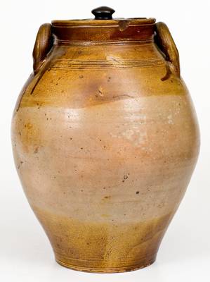 2 Gal. BOSTON Stoneware Lidded Jar att. Frederick Carpenter, early 19th century