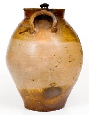 2 Gal. BOSTON Stoneware Lidded Jar att. Frederick Carpenter, early 19th century