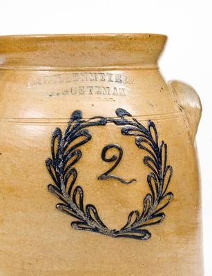 2 Gal. F. STETZENMEYER & G. GOETZMAN / ROCHESTER, NY Stoneware Jar