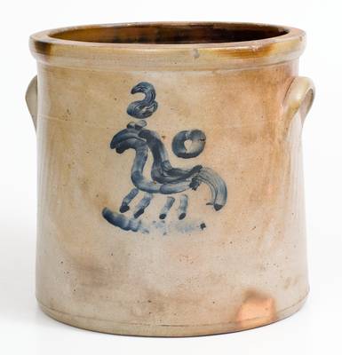 Rare 2 Gal. Northeastern Stoneware Crock with Horse Decoration, probably NJ