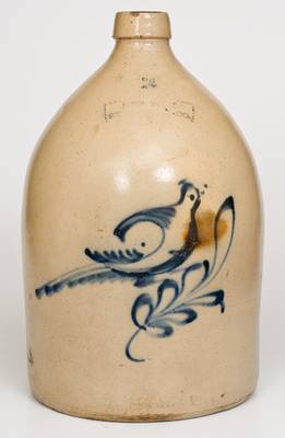 3 Gal. NEW YORK STONEWARE CO. Jug with Bird Decoration