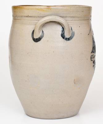 Exceptional New Jersey Stoneware Jar with Elaborate Incised Ship Decoration