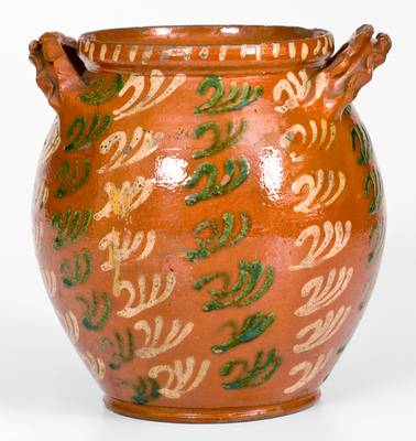 Extremely Rare  Redware Jar attrib. Christian Klinker, Bucks County, PA, 1773-1798