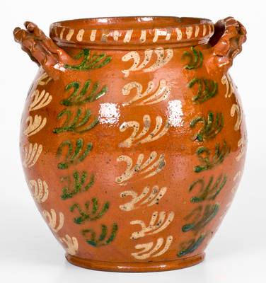 Extremely Rare  Redware Jar attrib. Christian Klinker, Bucks County, PA, 1773-1798