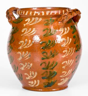 Extremely Rare  Redware Jar attrib. Christian Klinker, Bucks County, PA, 1773-1798