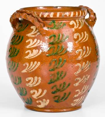 Extremely Rare  Redware Jar attrib. Christian Klinker, Bucks County, PA, 1773-1798